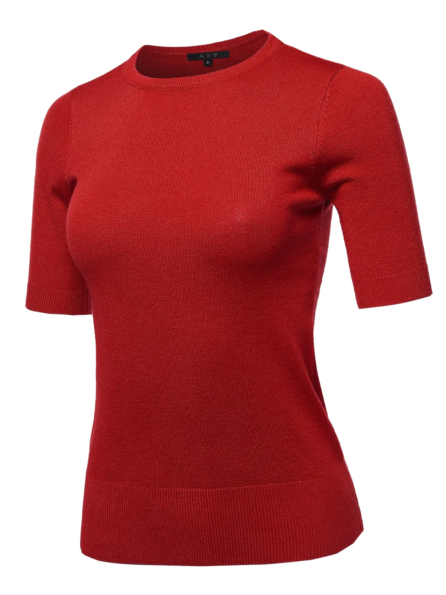 Basic Casual Colorful 1/2 Sleeve  Knit Pullover Sweater Top
