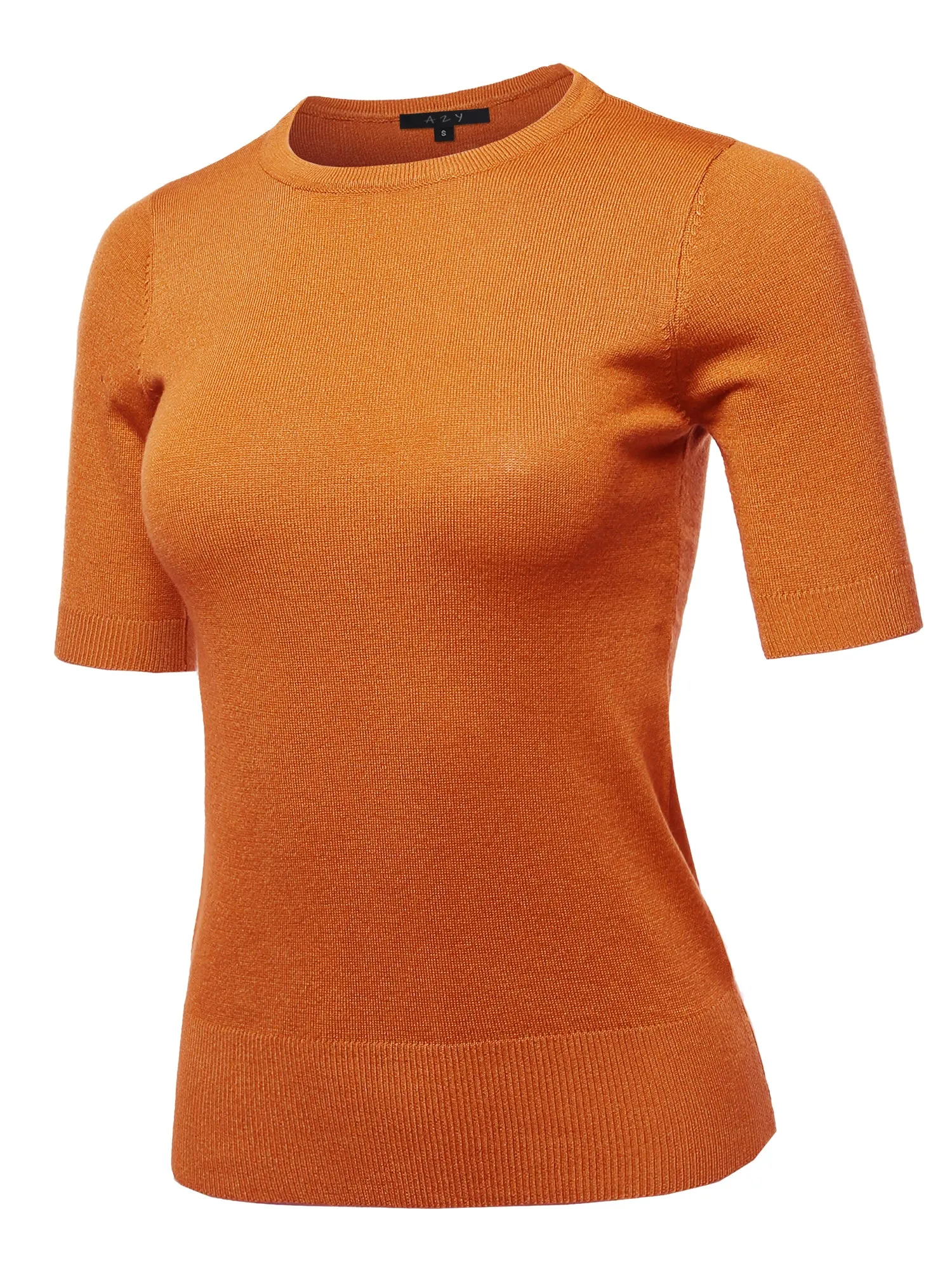 Basic Casual Colorful 1/2 Sleeve  Knit Pullover Sweater Top