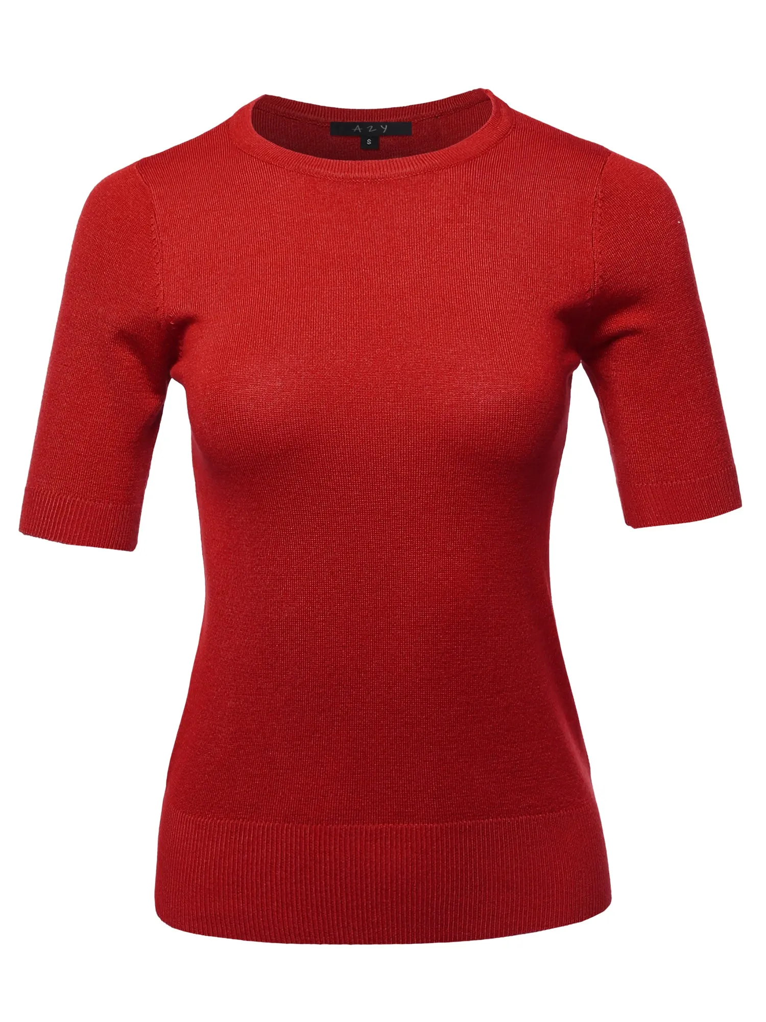 Basic Casual Colorful 1/2 Sleeve  Knit Pullover Sweater Top