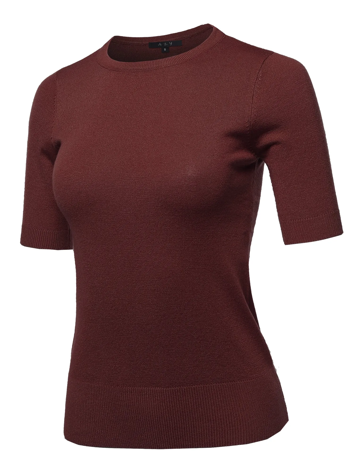 Basic Casual Colorful 1/2 Sleeve  Knit Pullover Sweater Top