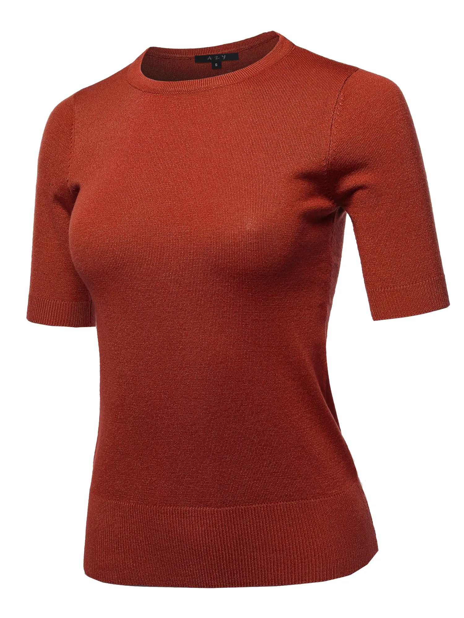 Basic Casual Colorful 1/2 Sleeve  Knit Pullover Sweater Top