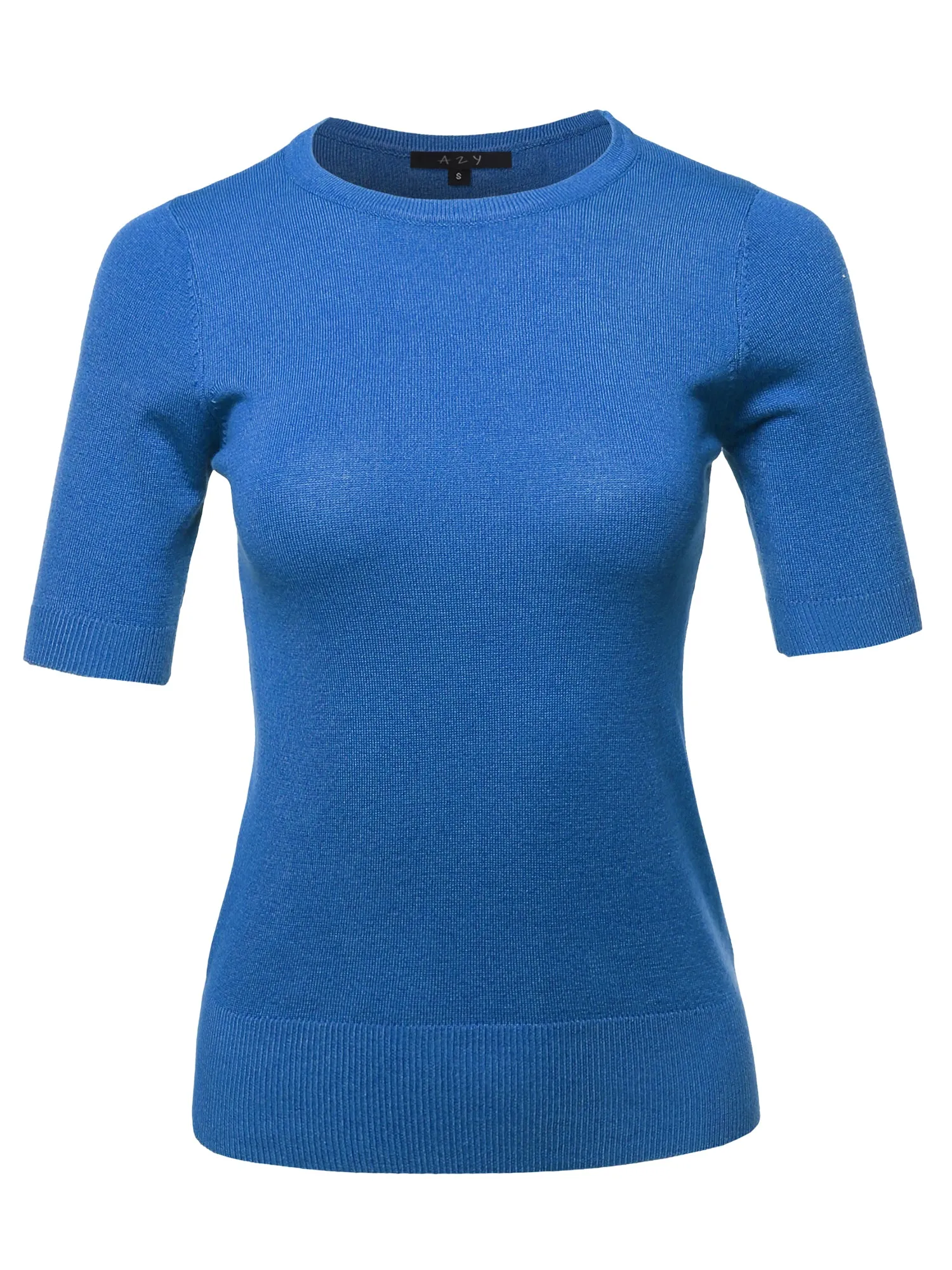 Basic Casual Colorful 1/2 Sleeve  Knit Pullover Sweater Top