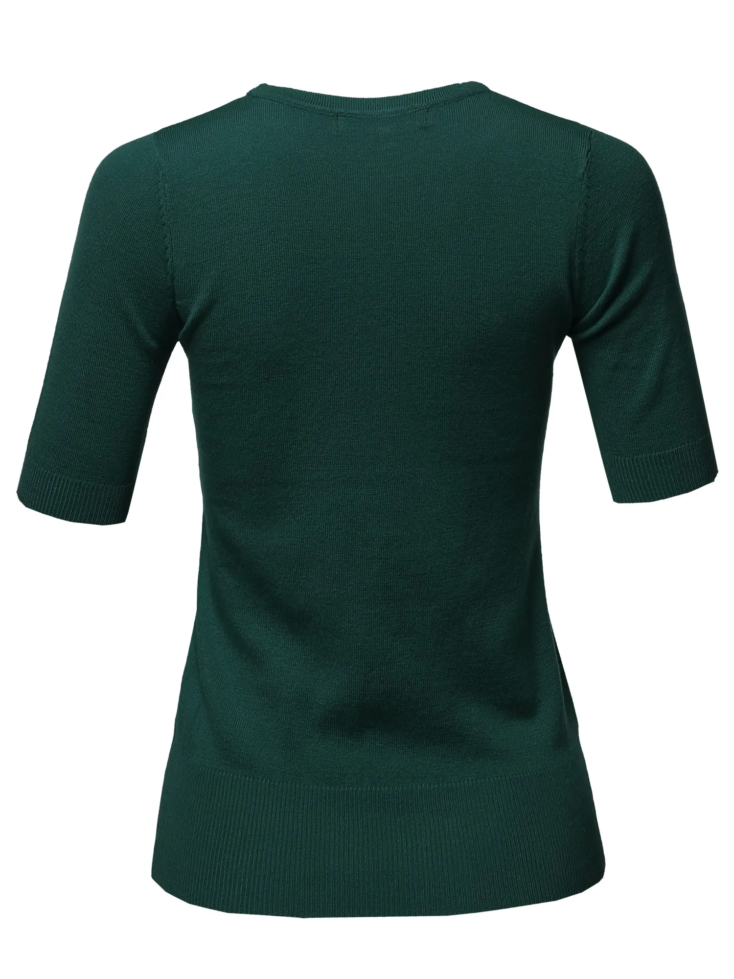 Basic Casual Colorful 1/2 Sleeve  Knit Pullover Sweater Top