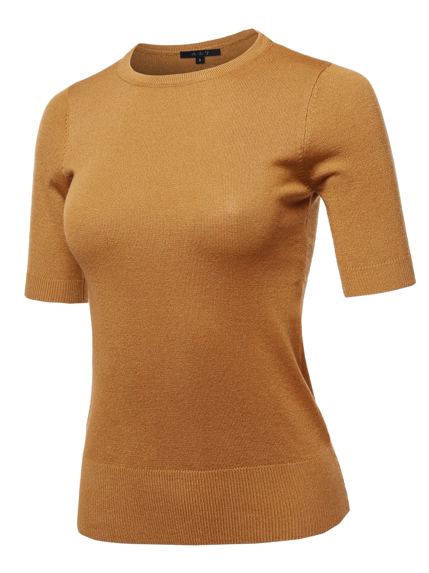Basic Casual Colorful 1/2 Sleeve  Knit Pullover Sweater Top