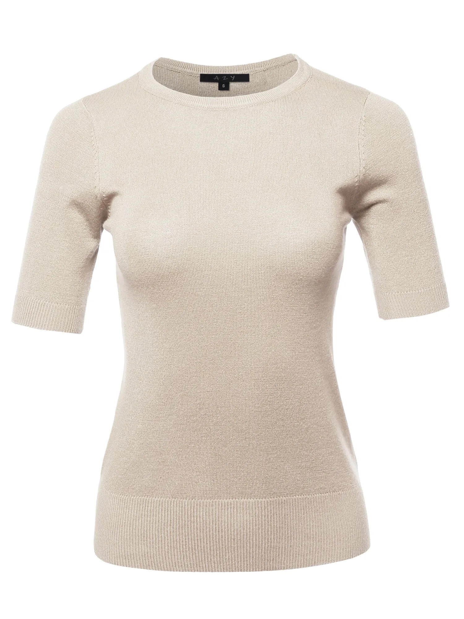 Basic Casual Colorful 1/2 Sleeve  Knit Pullover Sweater Top