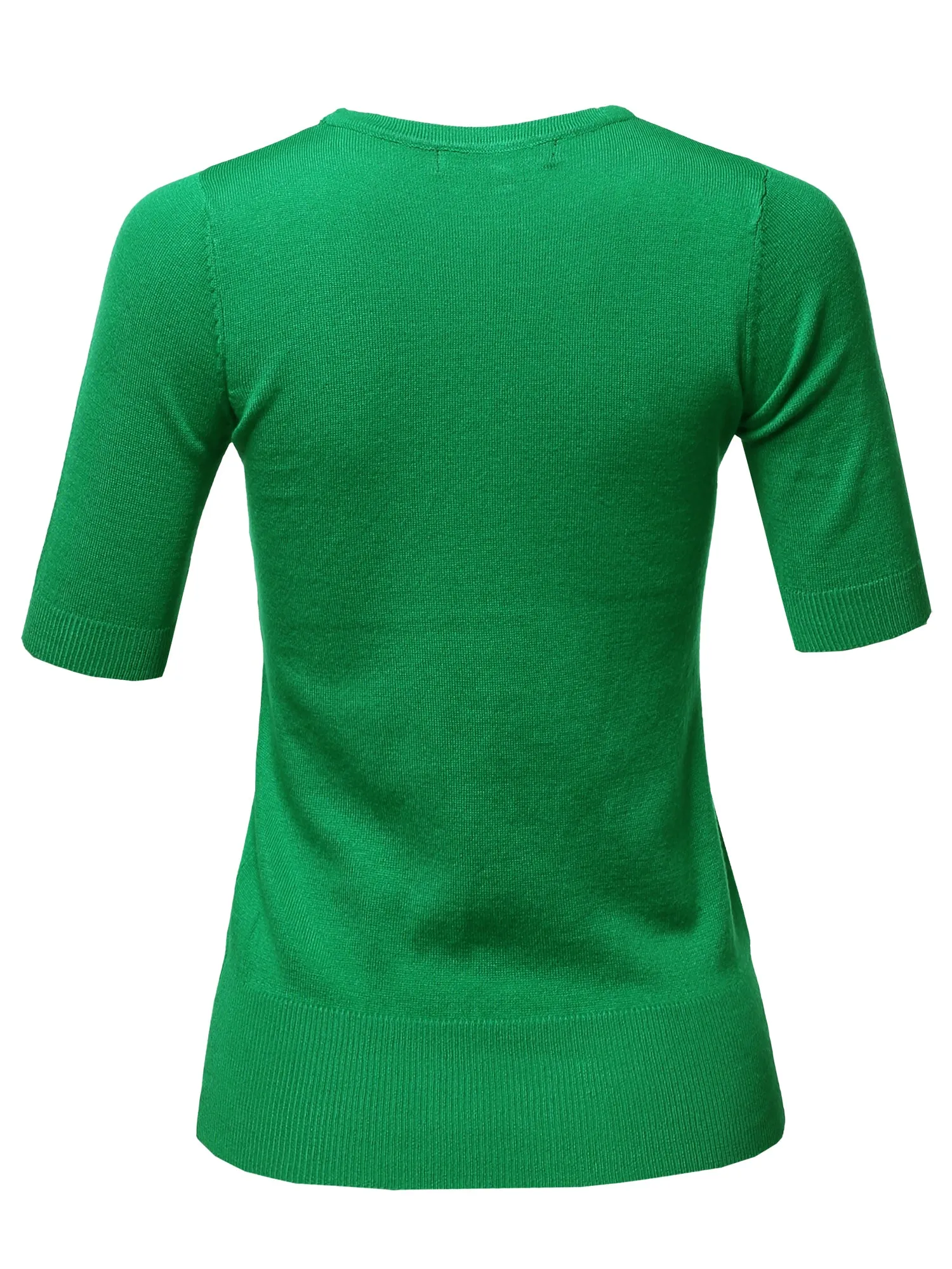 Basic Casual Colorful 1/2 Sleeve  Knit Pullover Sweater Top