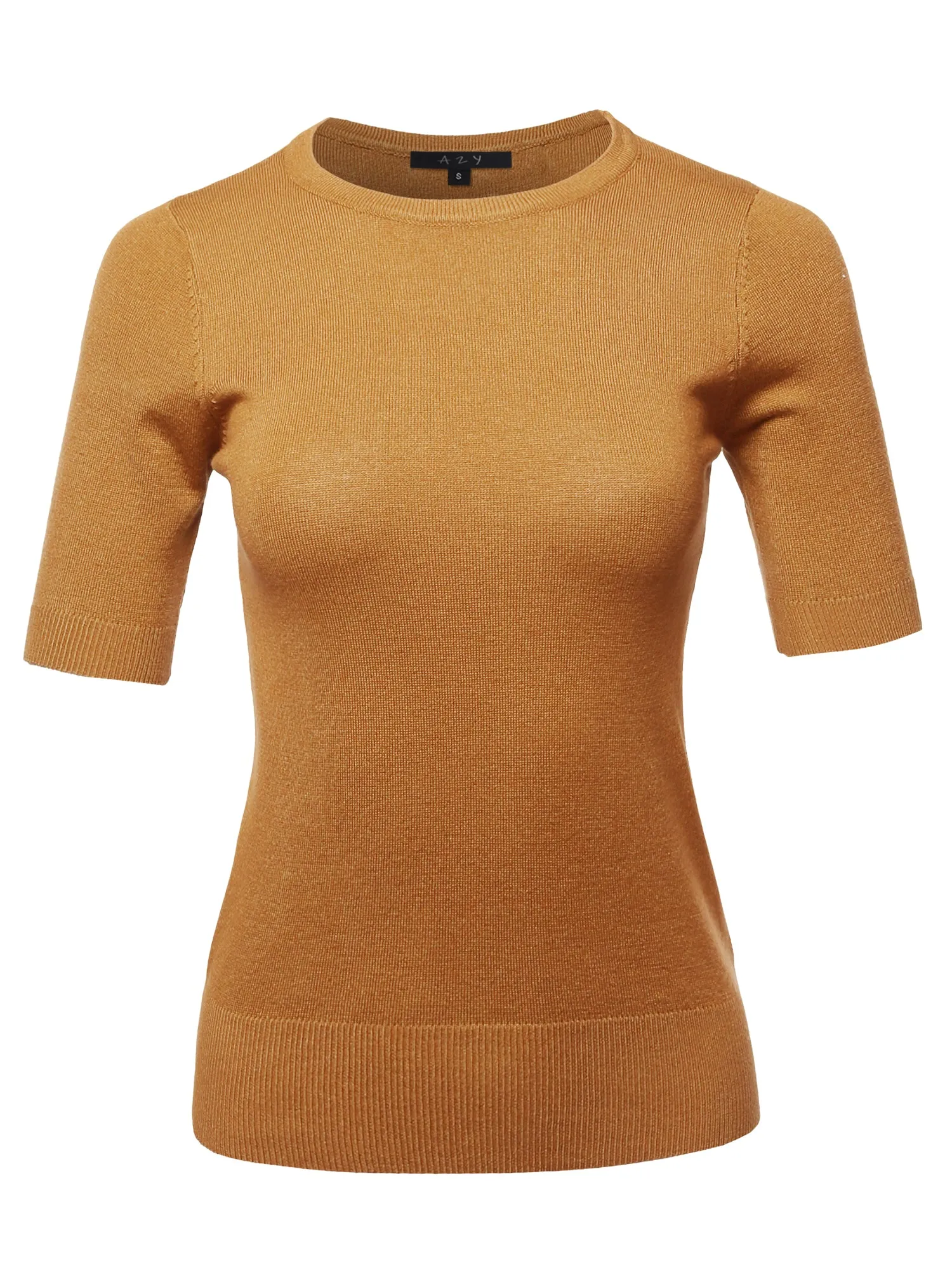 Basic Casual Colorful 1/2 Sleeve  Knit Pullover Sweater Top