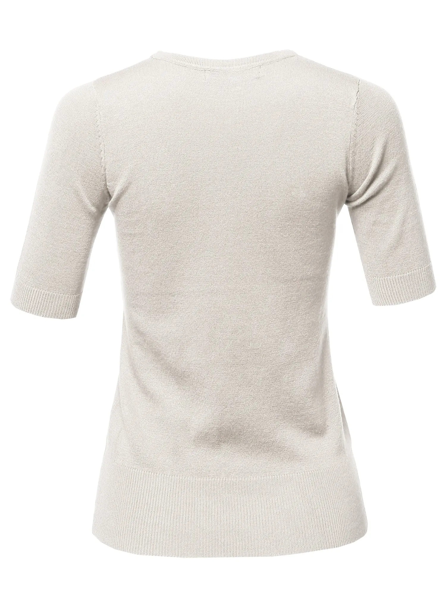 Basic Casual Colorful 1/2 Sleeve  Knit Pullover Sweater Top