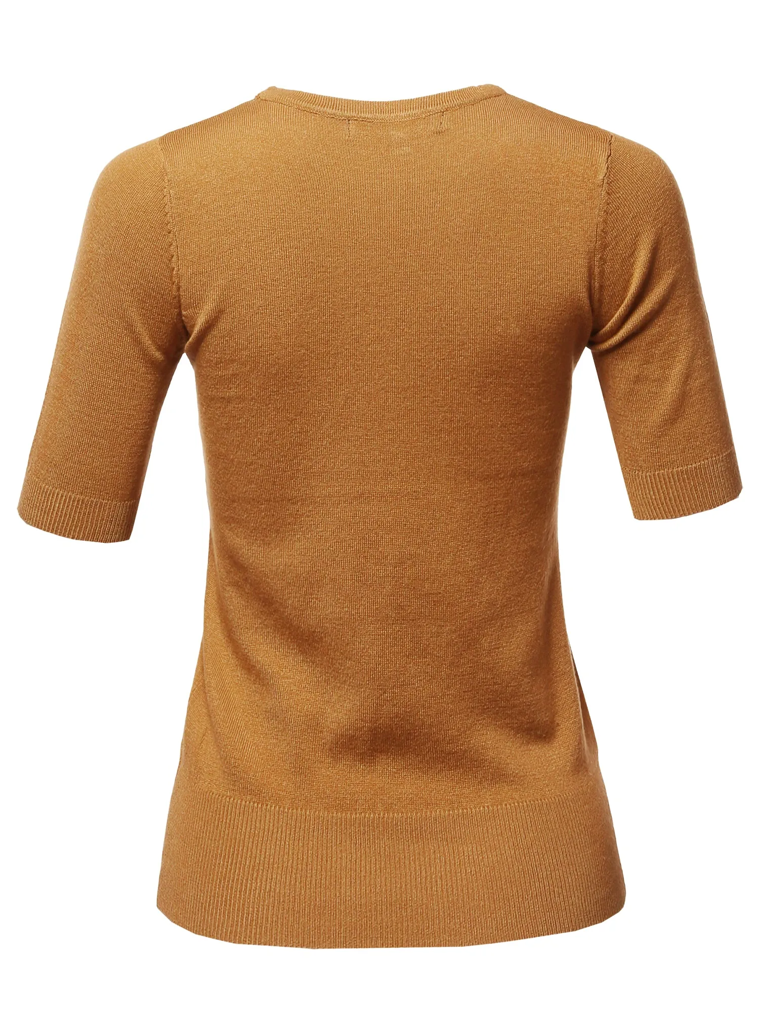 Basic Casual Colorful 1/2 Sleeve  Knit Pullover Sweater Top