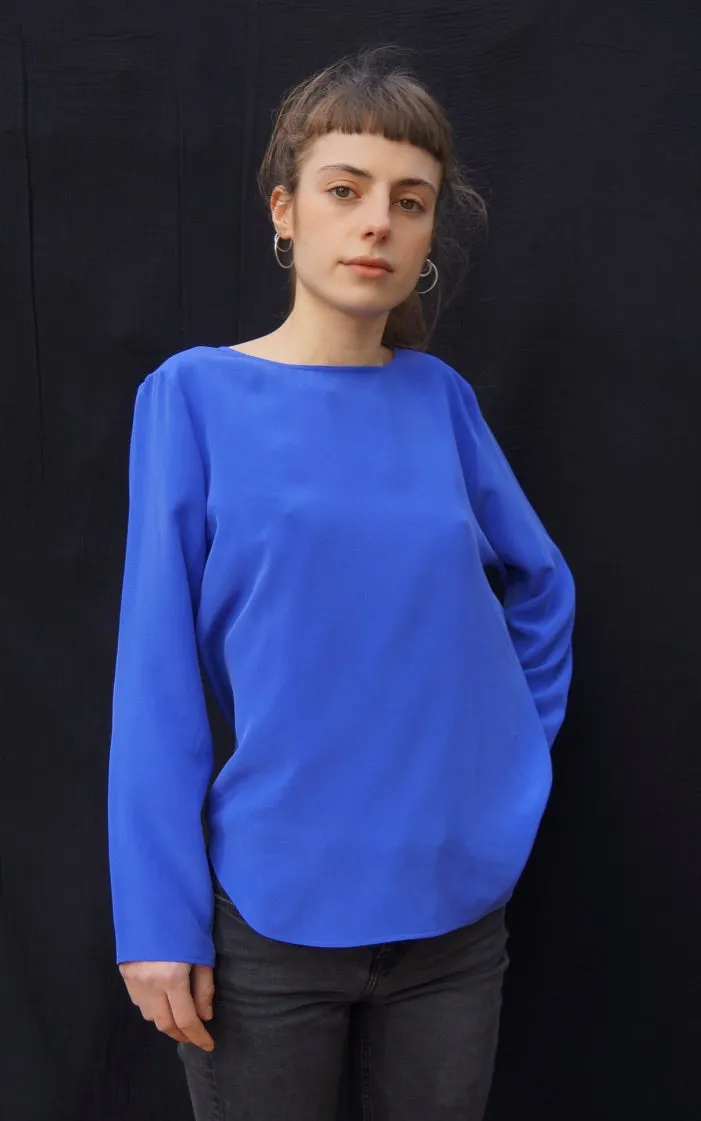 BASIC LONGSLEEVE electric blue silk