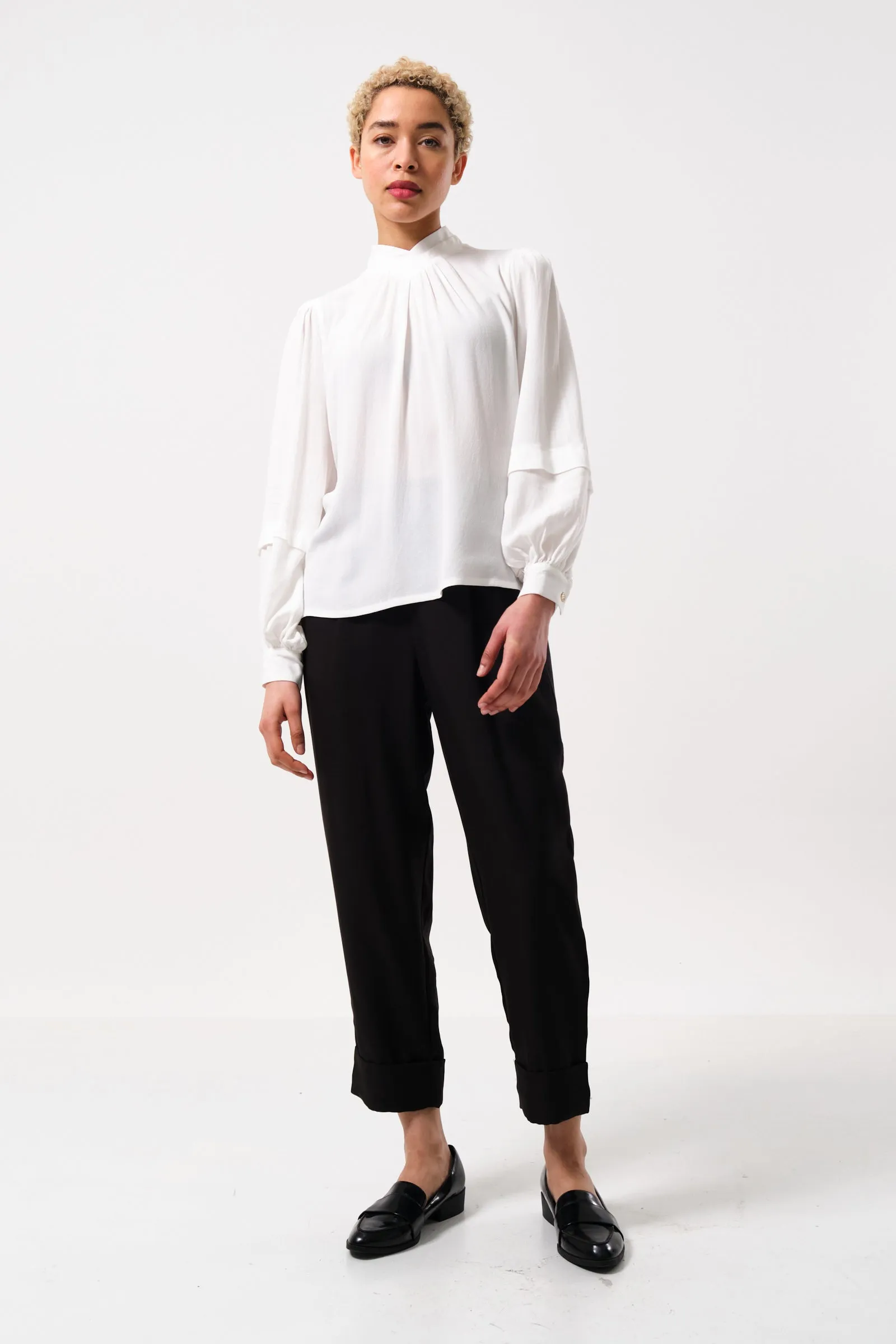 Bayeux Sustainable Satin Back Crepe Trouser - Black