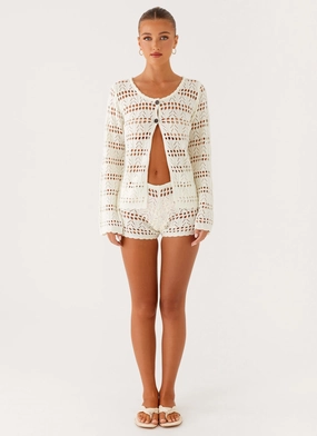 Baylock Crochet Long Sleeve Top - White Baylock Crochet Long Sleeve Top - White