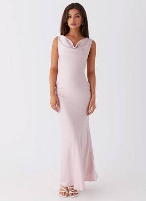 Be Mine Satin Maxi Dress - Mauve Pink Be Mine Satin Maxi Dress - Mauve Pink