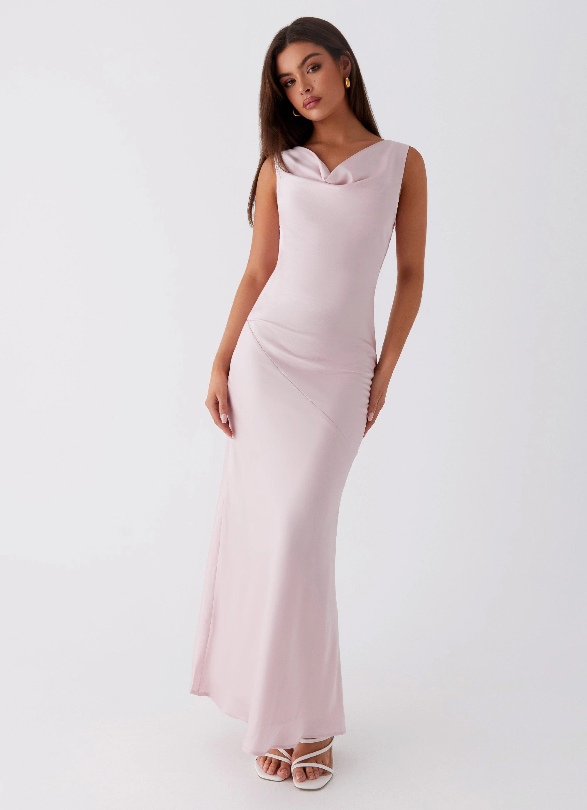 Be Mine Satin Maxi Dress - Mauve Pink