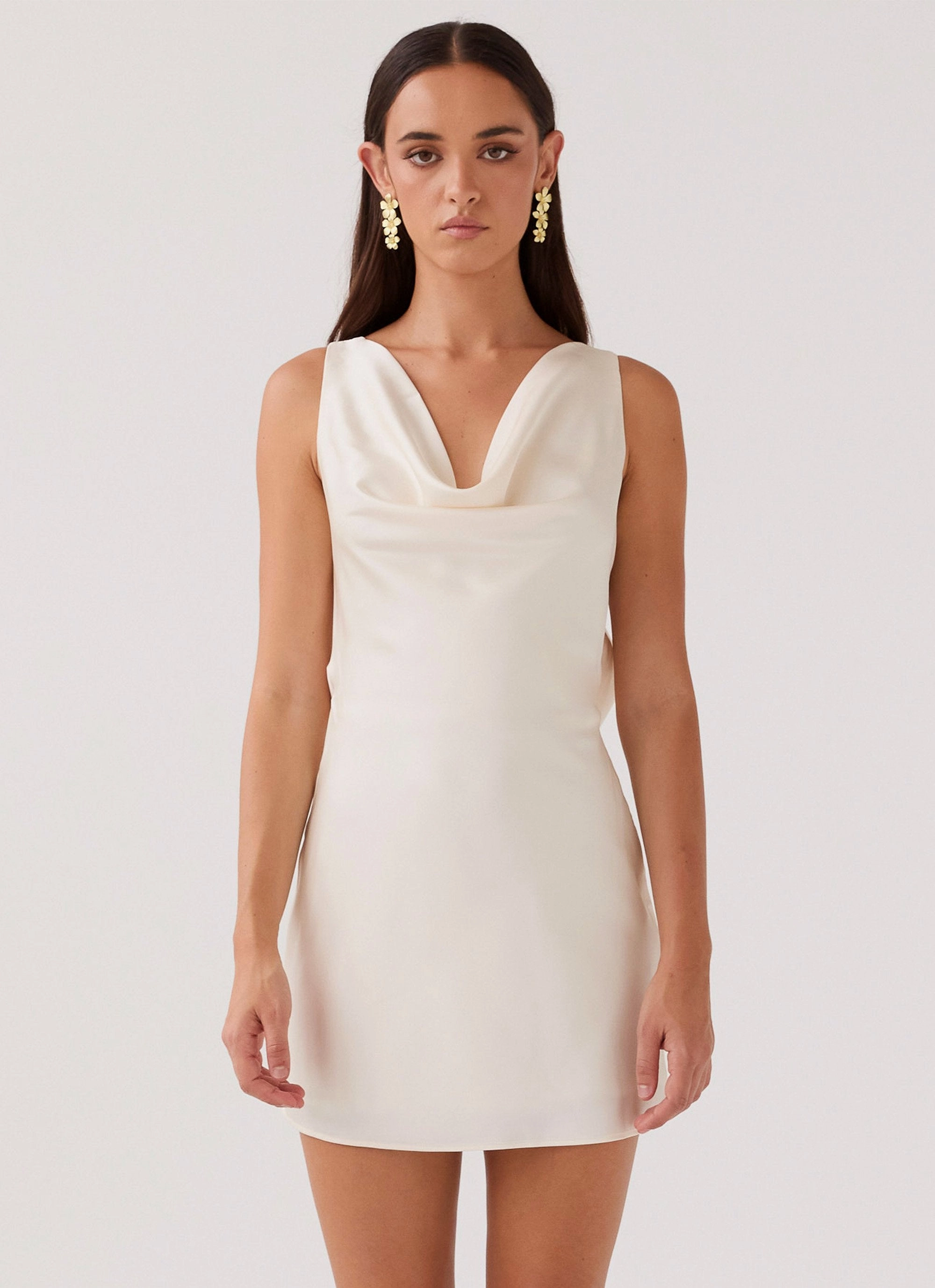 Be Mine Satin Mini Dress - Ivory