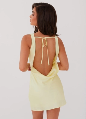 Be Mine Satin Mini Dress - Yellow Be Mine Satin Mini Dress - Yellow