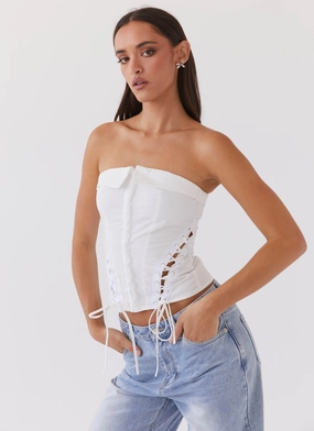 Be My Soulmate Bustier Top - White Be My Soulmate Bustier Top - White