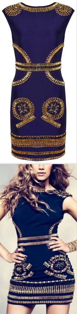 Bead-Embellished Stretch Mini Dress