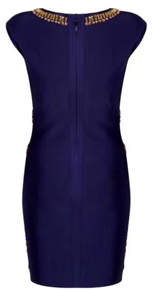 Bead-Embellished Stretch Mini Dress