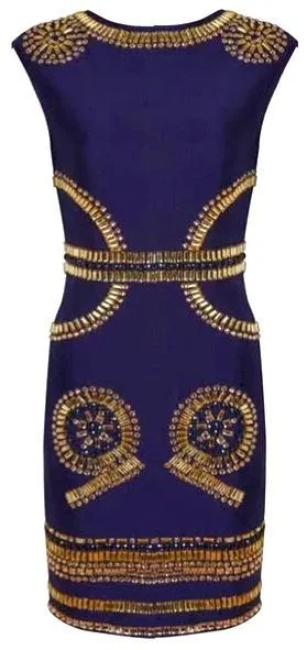 Bead-Embellished Stretch Mini Dress