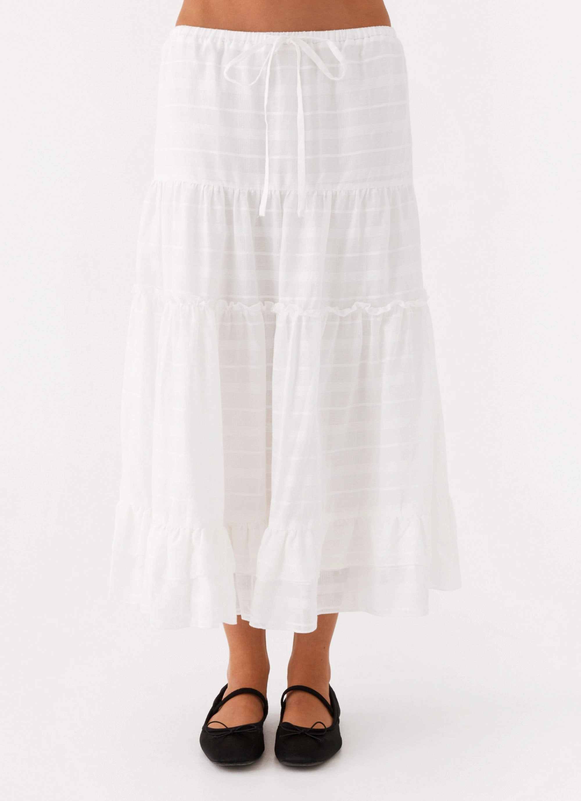 Beatrix Frill Midi Skirt - White