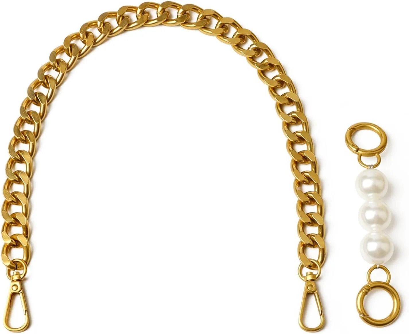 BEAULEGAN Chunky Purse Chain Handles - Short Strap Replacement for Handbag Set of 2, 17.7 & 5 Inches Long