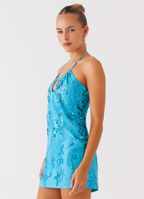 Bebe Beaded Mini Dress - Royal Blue Bebe Beaded Mini Dress - Royal Blue