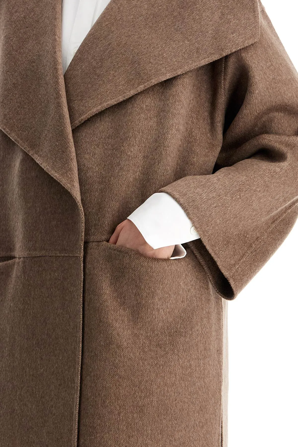 beige wool and cashmere kimono coat 251 WRO885 FB0360 OAK MELANGE