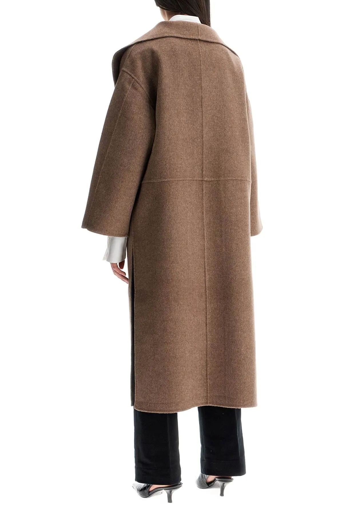 beige wool and cashmere kimono coat 251 WRO885 FB0360 OAK MELANGE