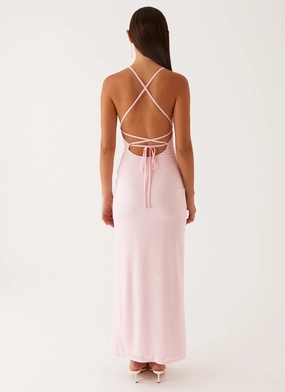 Beki Beaded Mesh Maxi Dress - Pink Beki Beaded Mesh Maxi Dress - Pink