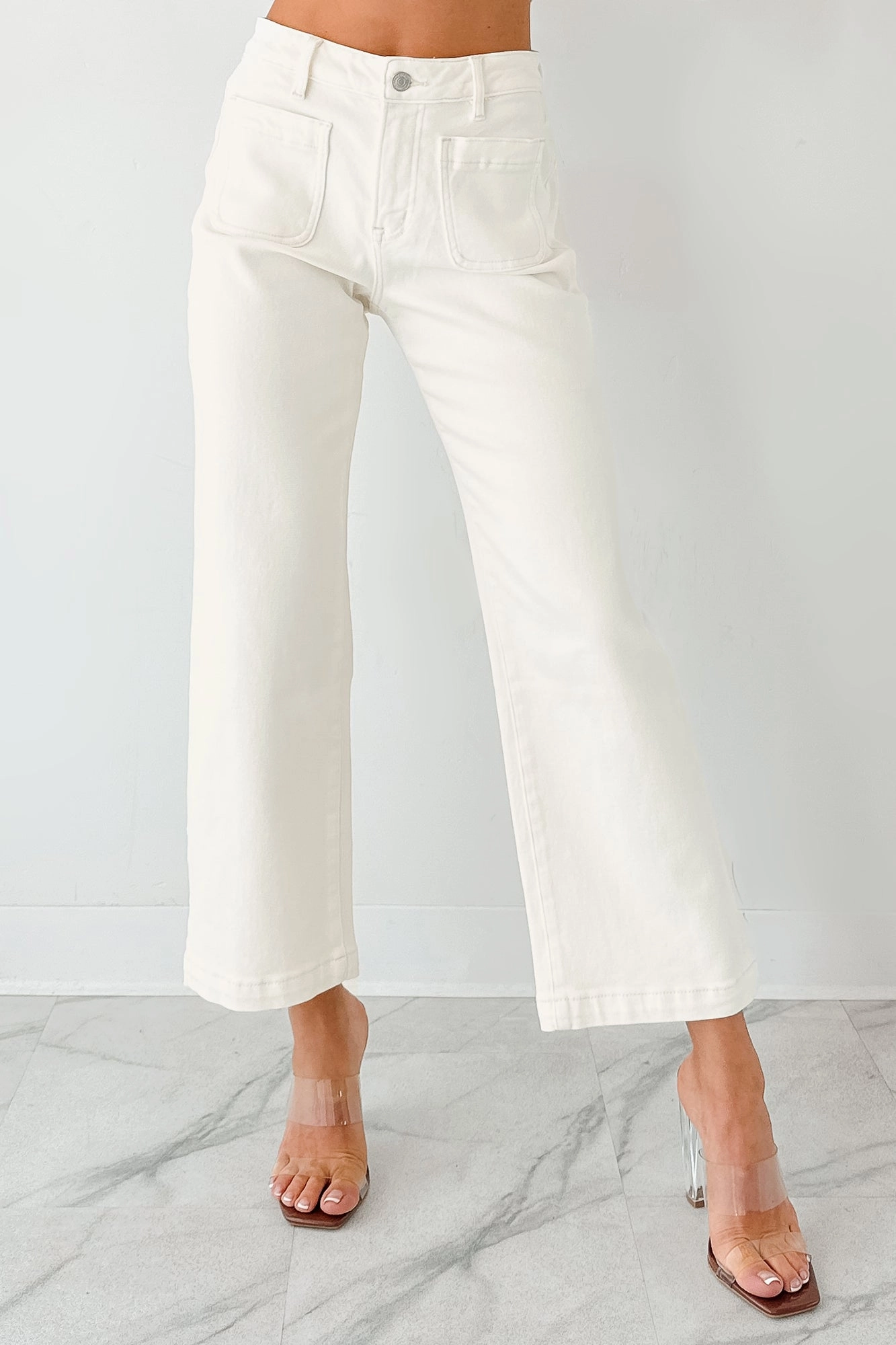 Bella Cropped Wide Leg Mica Denim Jeans (White Chocolate)