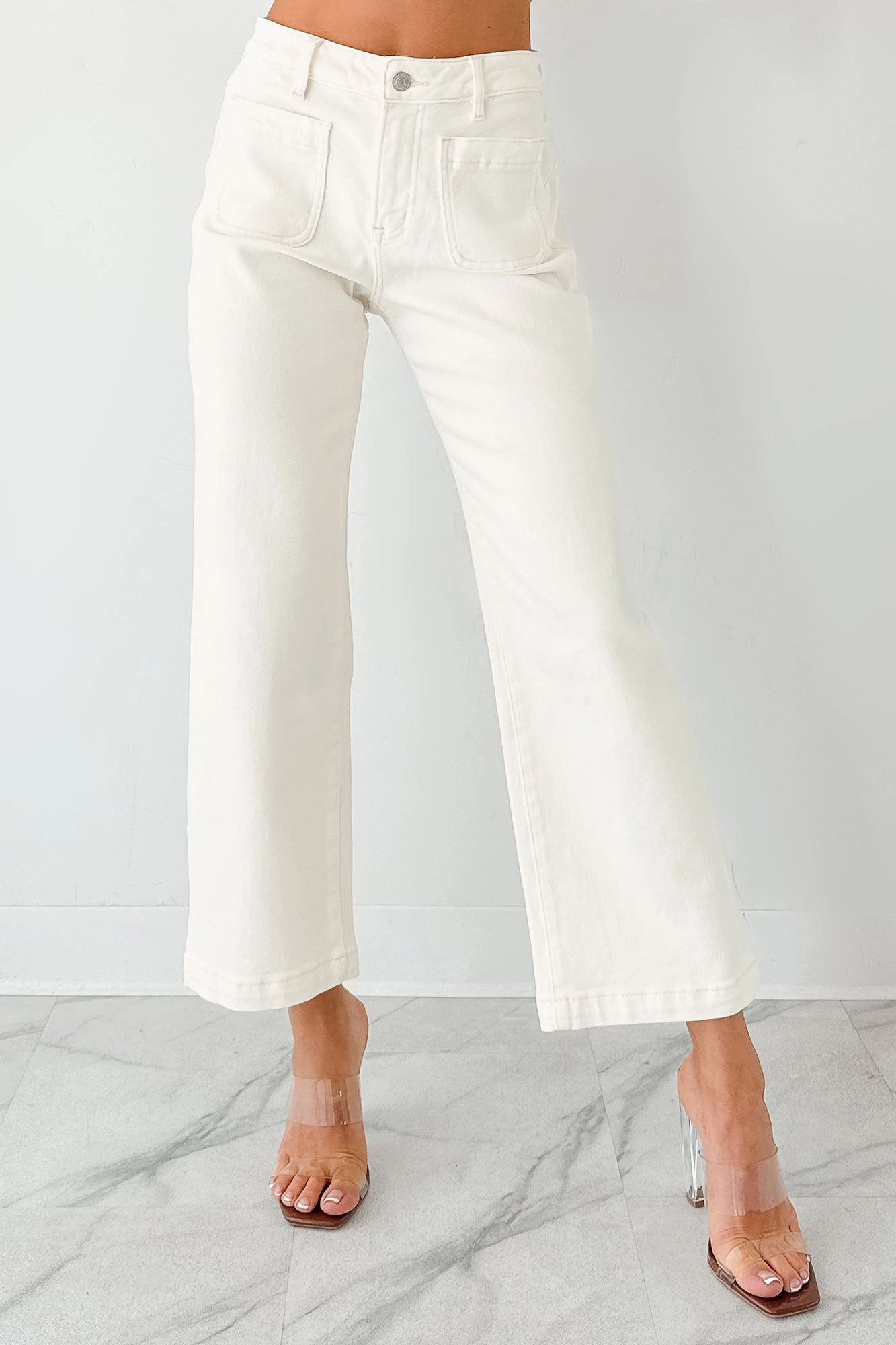 Bella Cropped Wide Leg Mica Denim Jeans (White Chocolate)