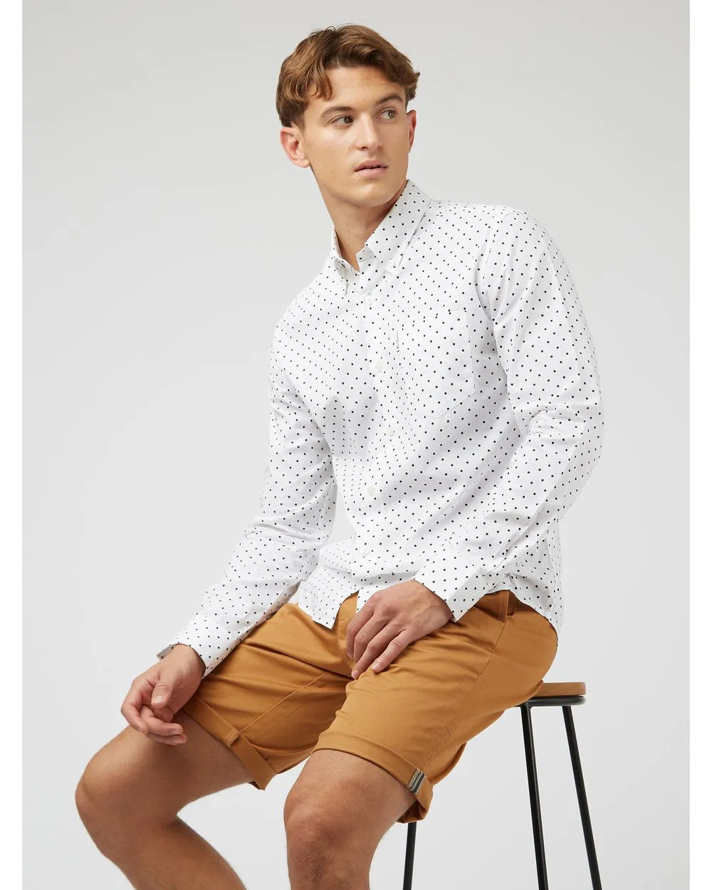 Ben Sherman Polkadot Print L/S Shirt 010 025