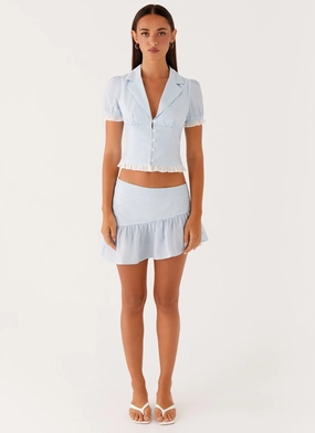 Bennett Button Up Top - Blue White Stripe Bennett Button Up Top - Blue White Stripe