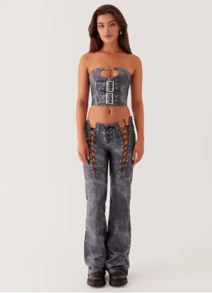 Better When I'm Dancing Lace Up Pants - Graphite Better When I'm Dancing Lace Up Pants - Graphite