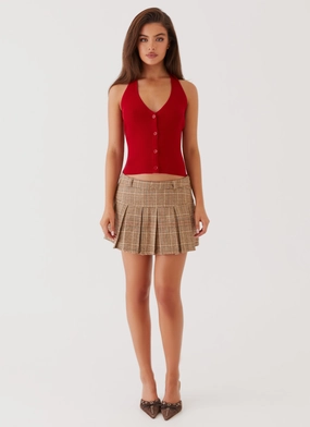 Bettie Knit Halter Top - Red Bettie Knit Halter Top - Red