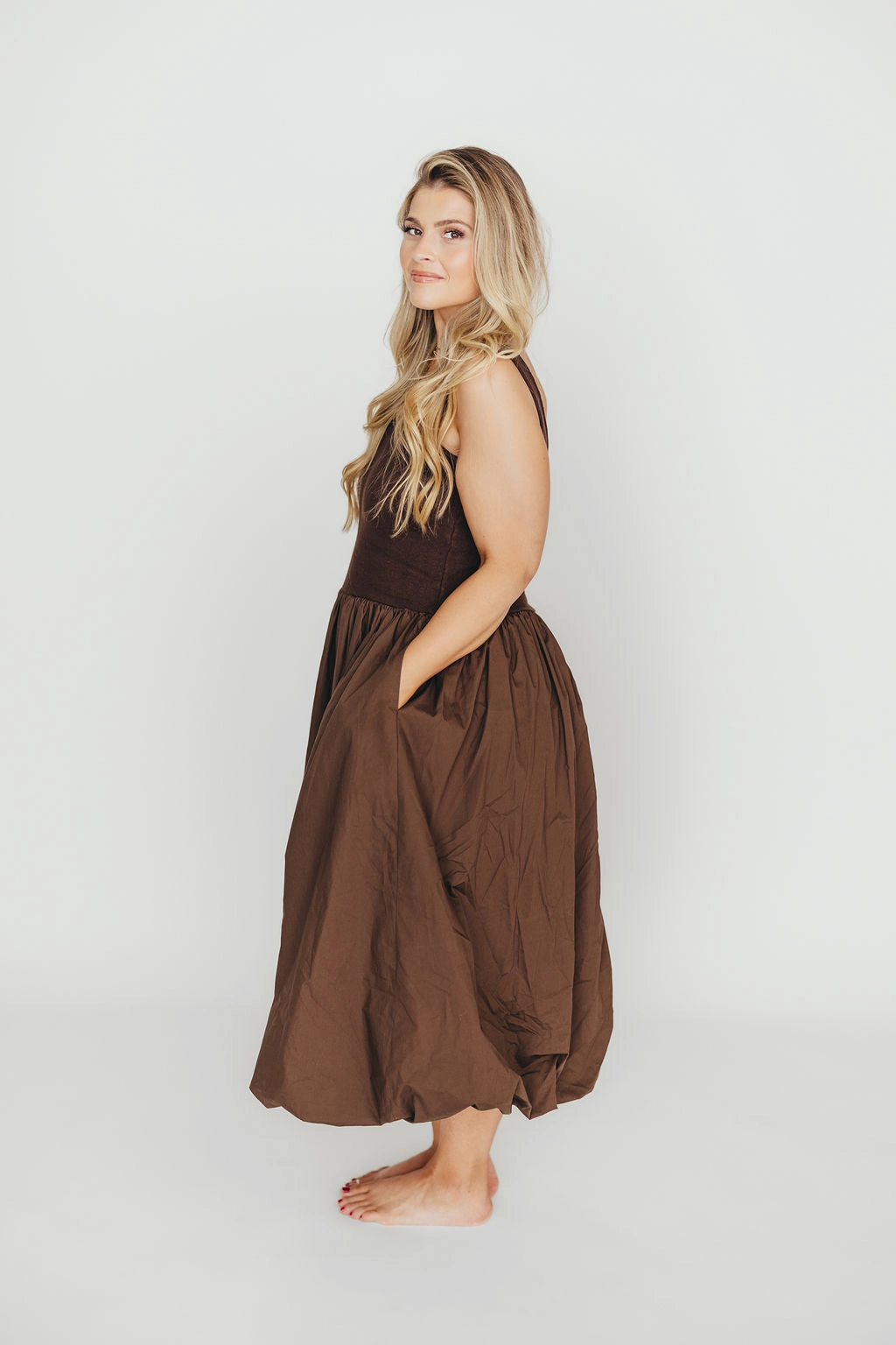 Betty Midi Dress in Brown *Final-Sale*