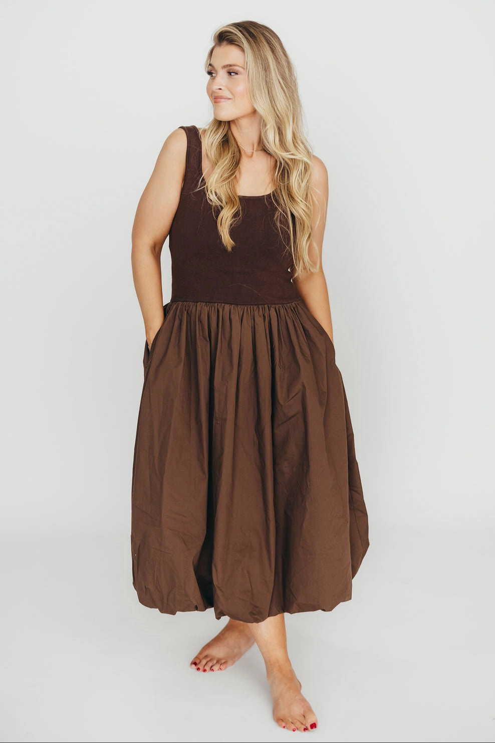 Betty Midi Dress in Brown *Final-Sale*