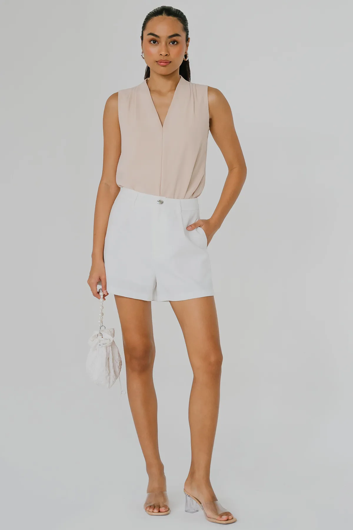 Beverly Hills Tailored Shorts (White)
