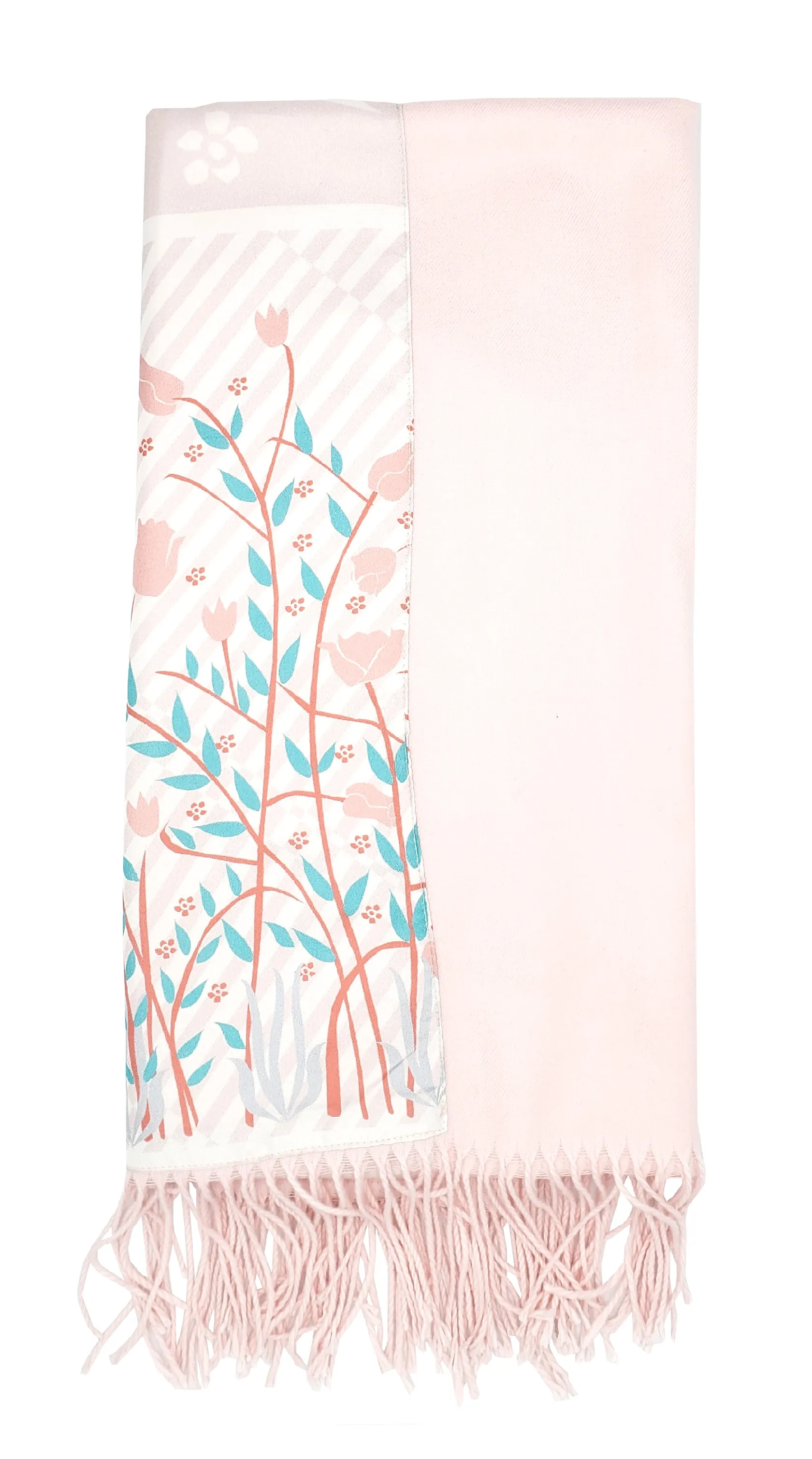 Biainili Pink Tulip Long Cashmere Backed Stole