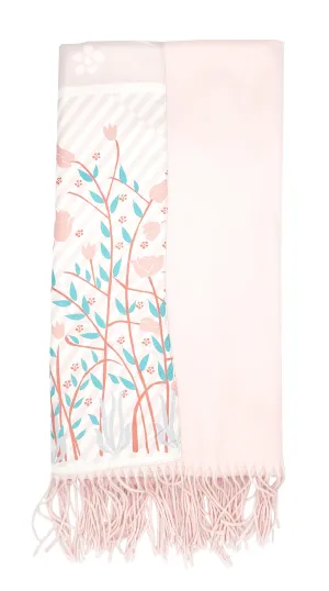Biainili Pink Tulip Long Cashmere Backed Stole