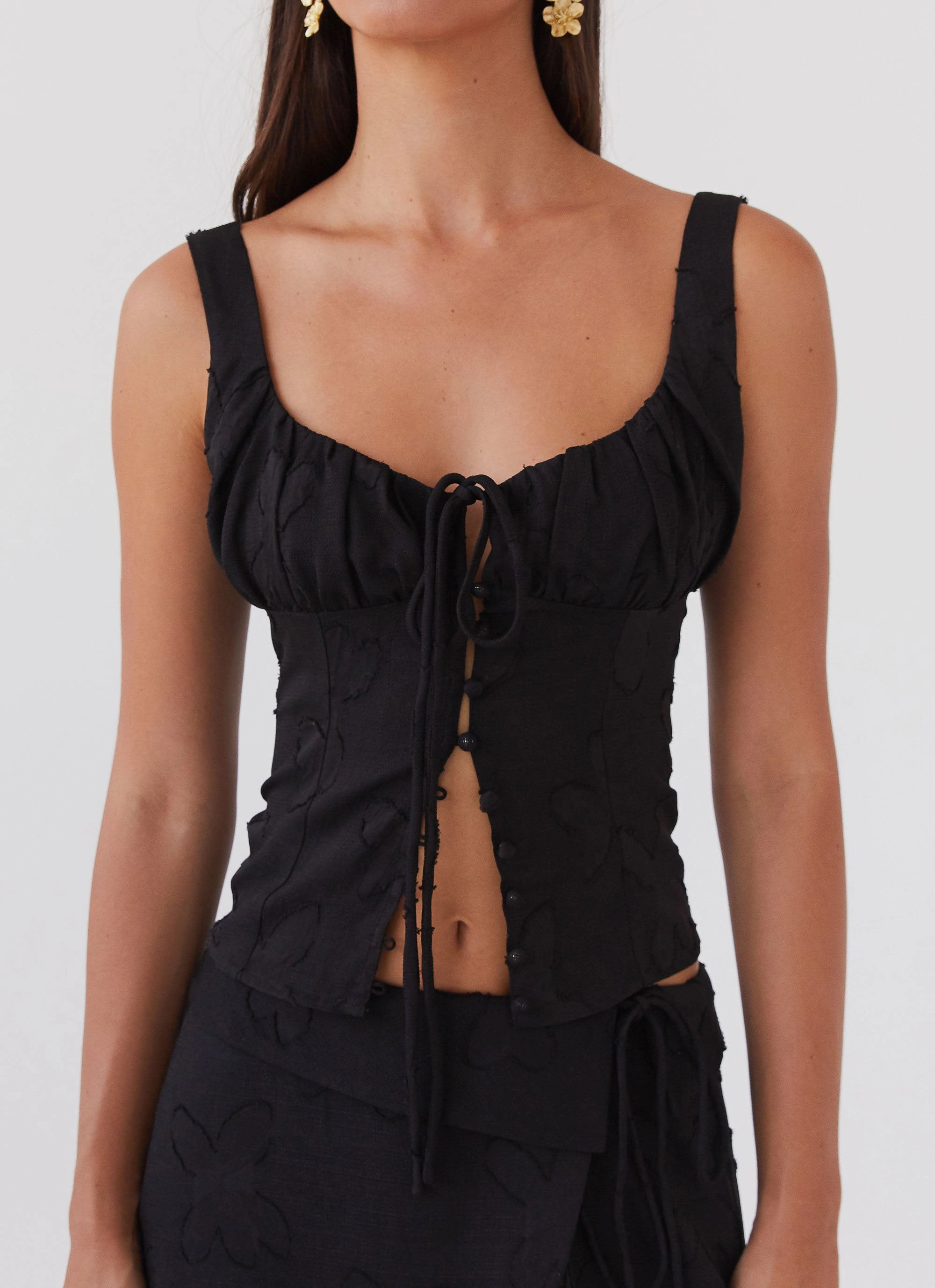 Bianka Tie Top - Black Petal