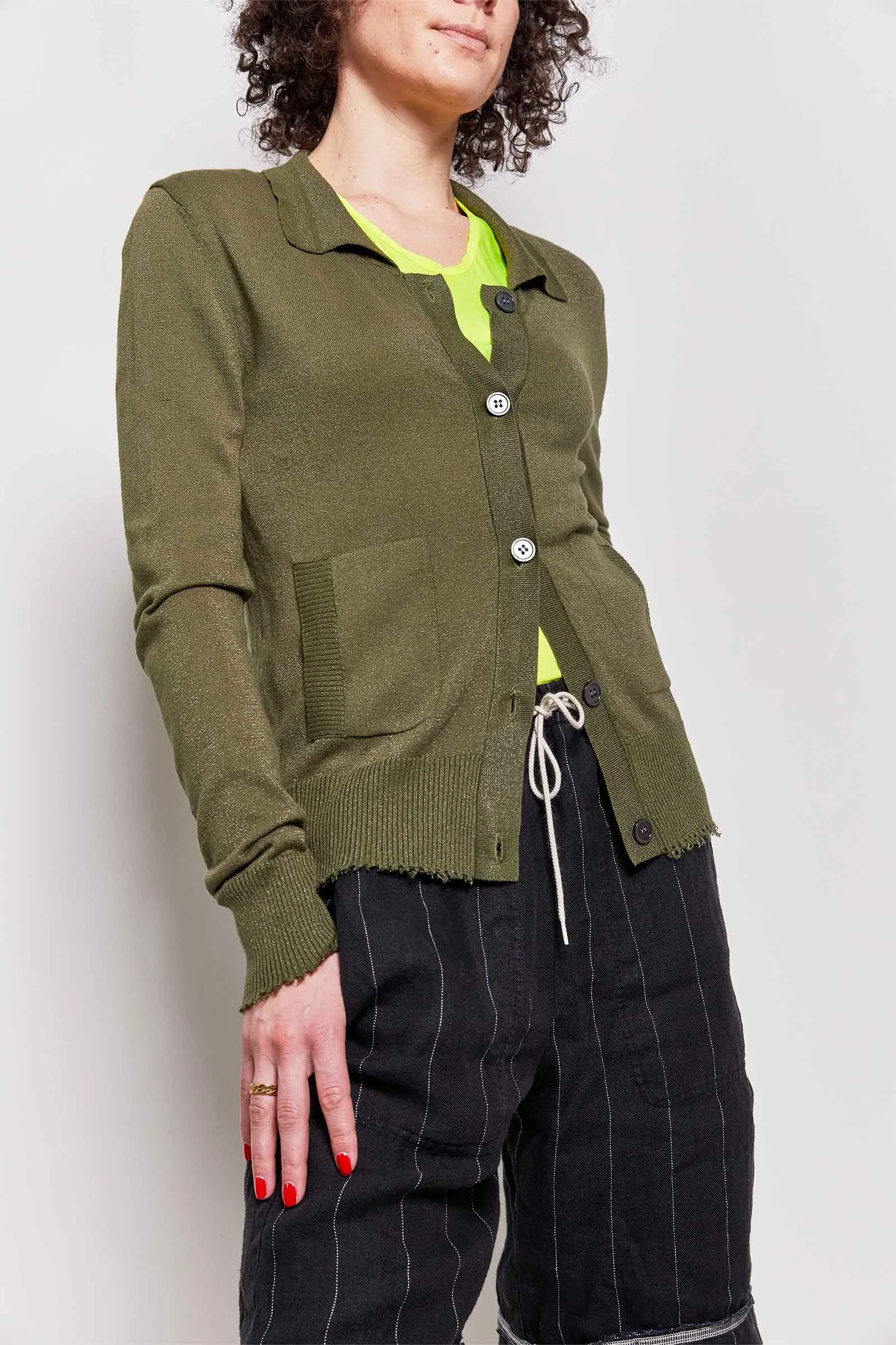 biba khaki lurex cardigan