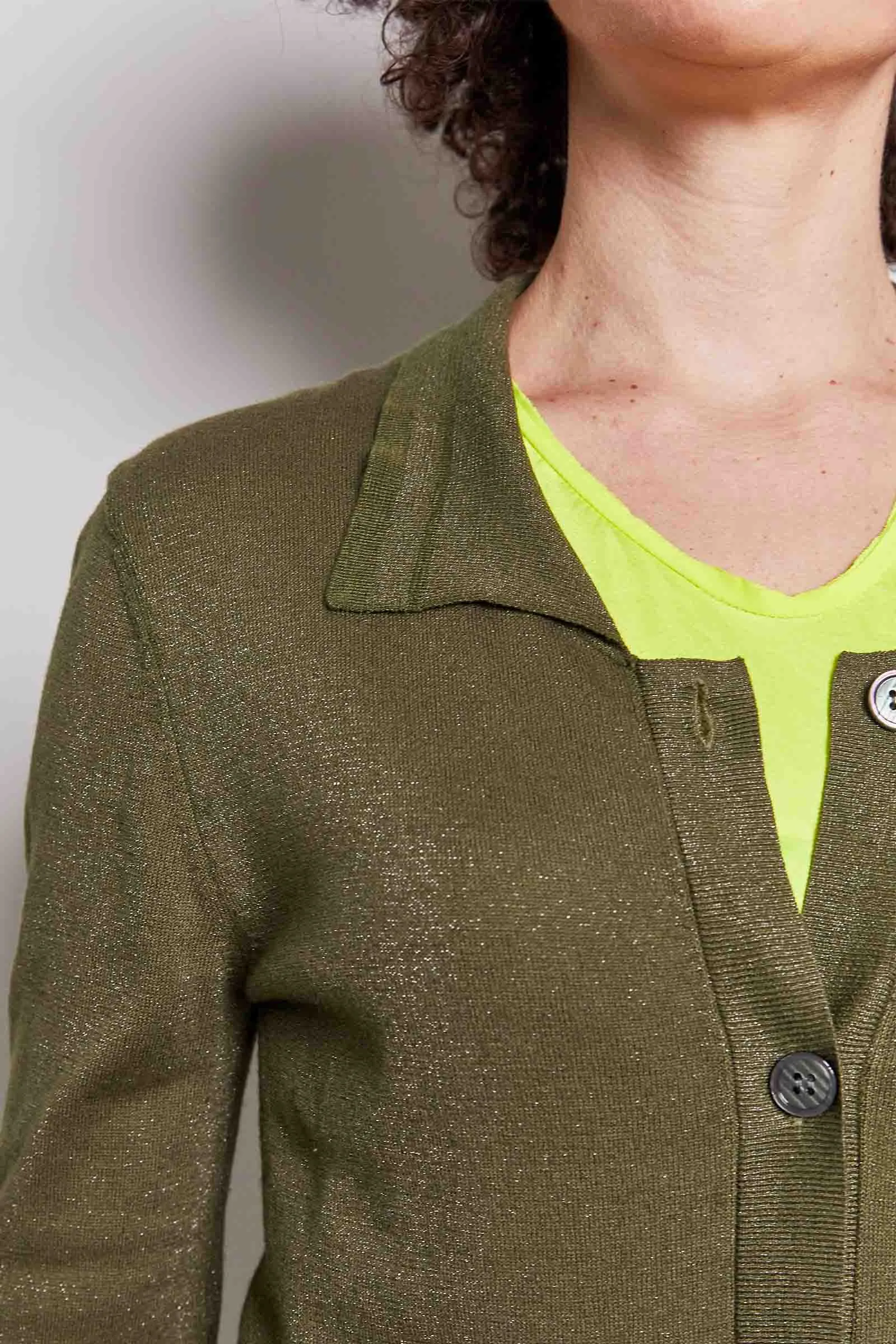 biba khaki lurex cardigan