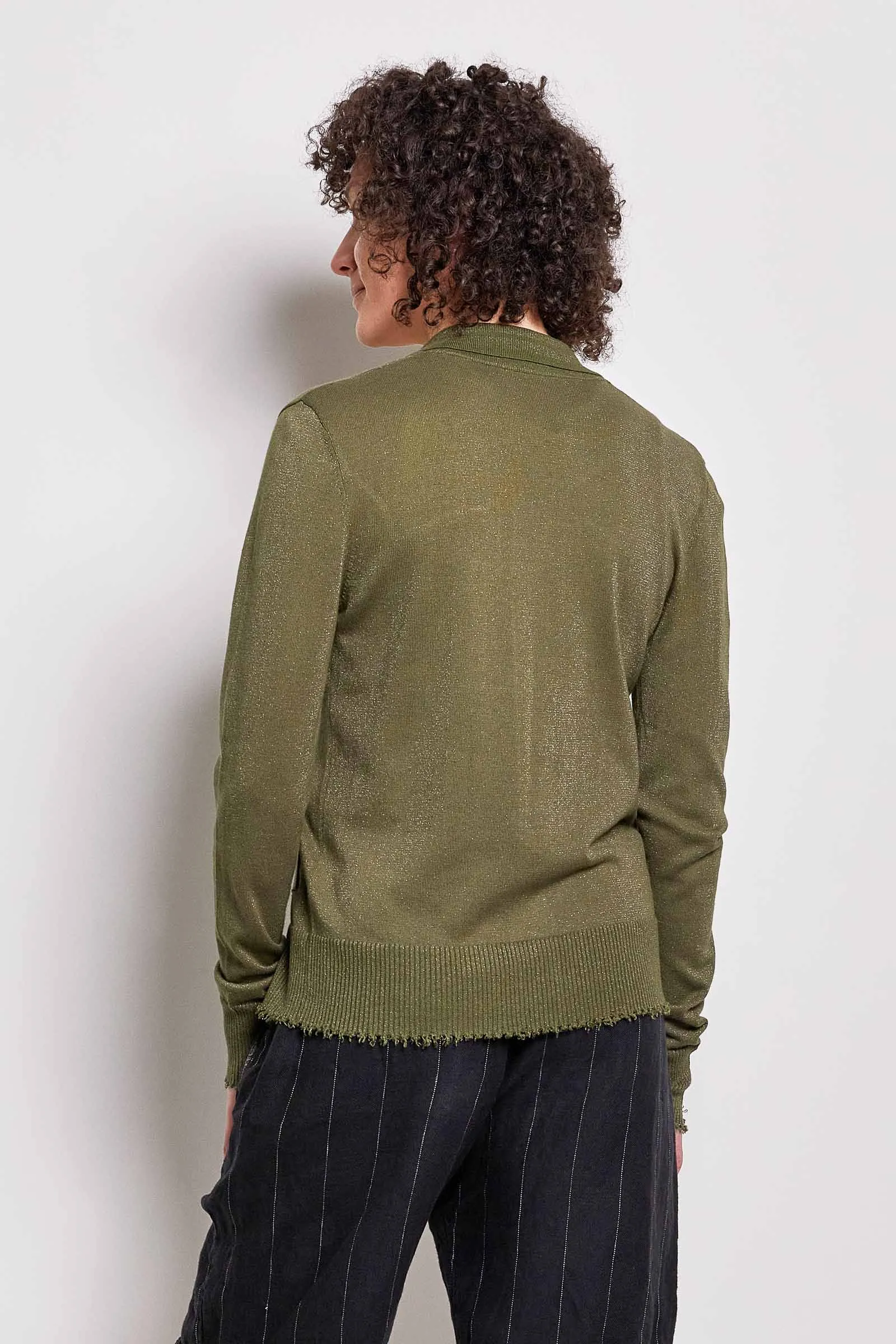 biba khaki lurex cardigan