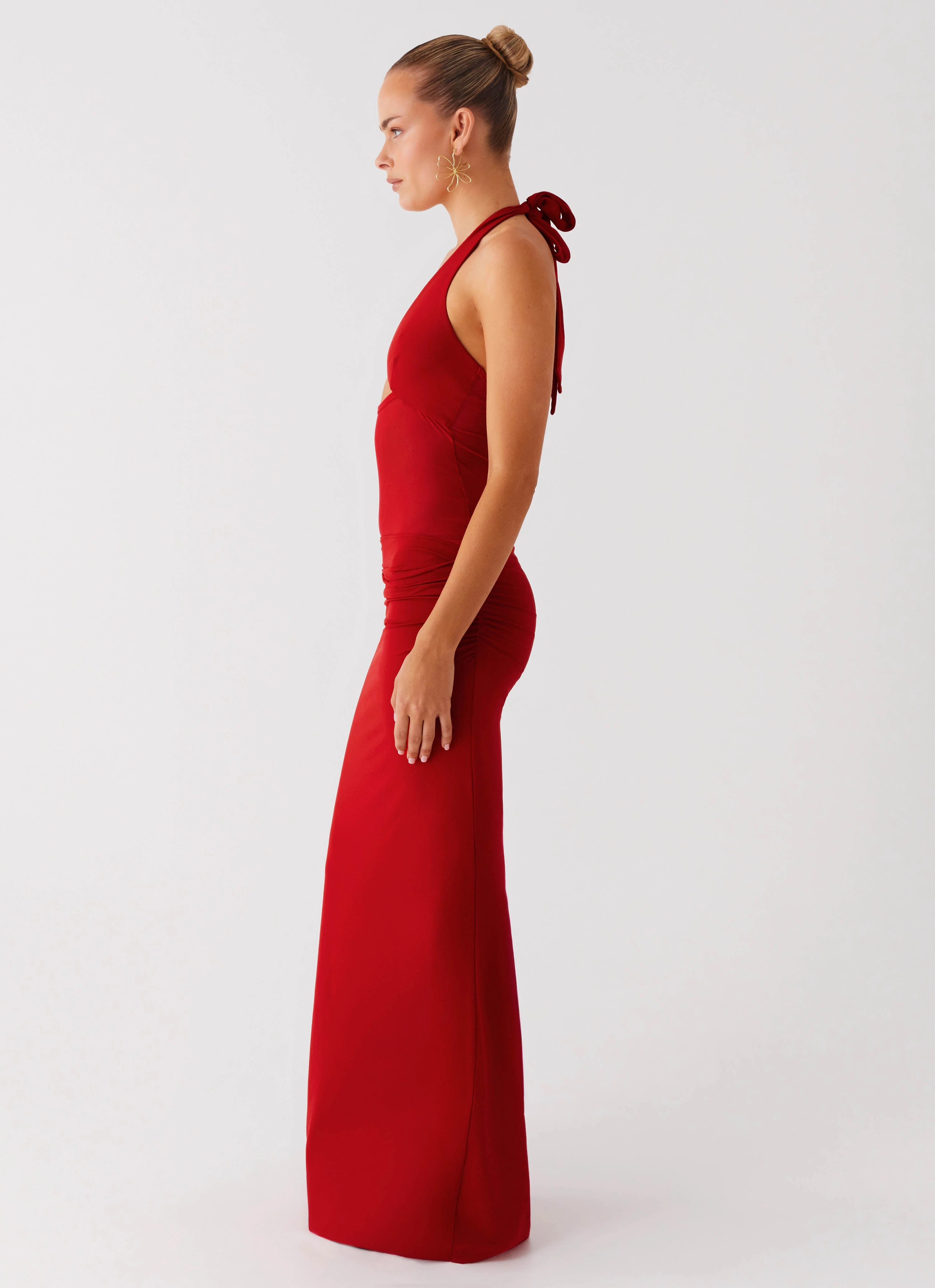 Billen Halter Maxi Dress - Red