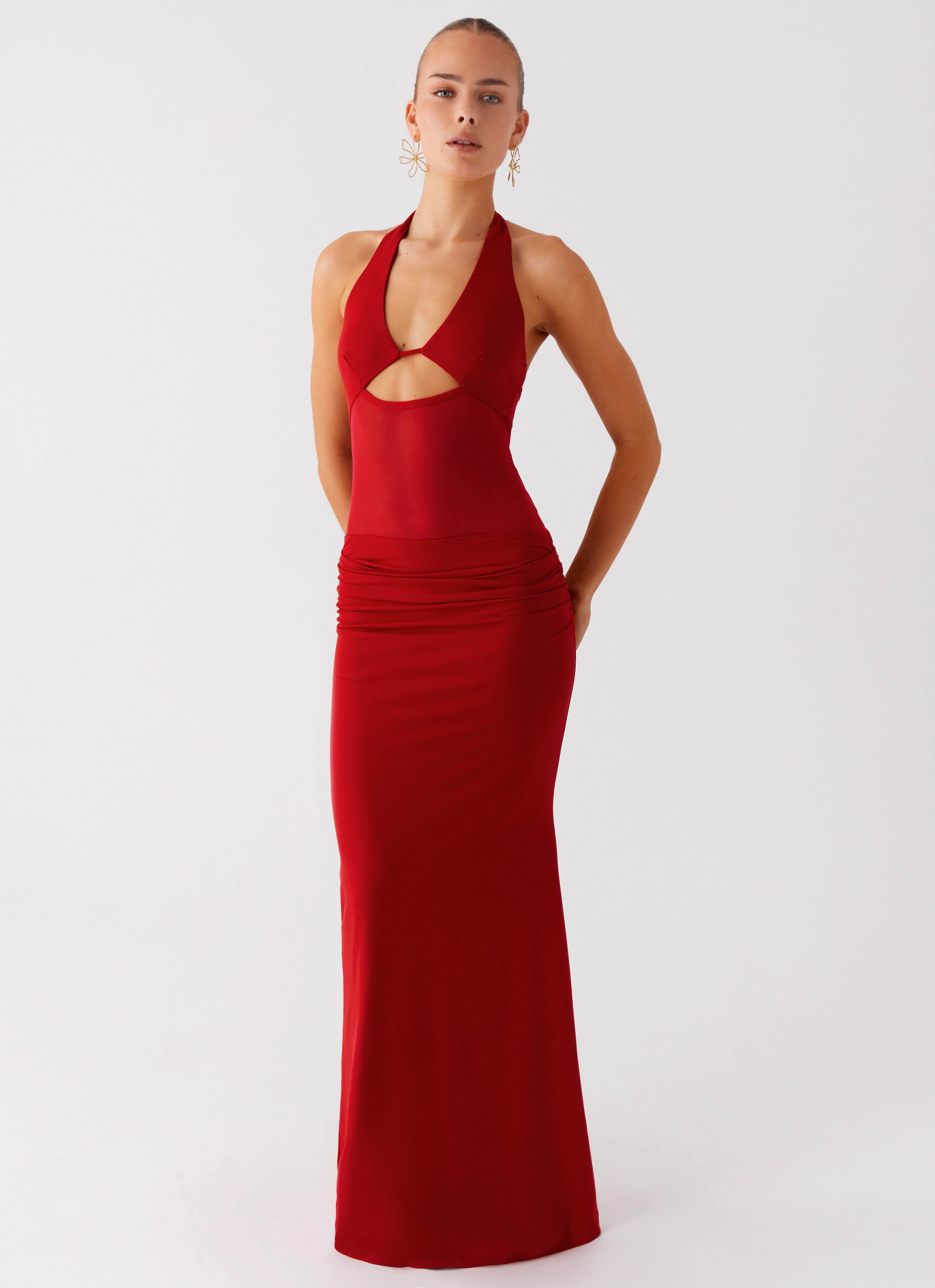Billen Halter Maxi Dress - Red