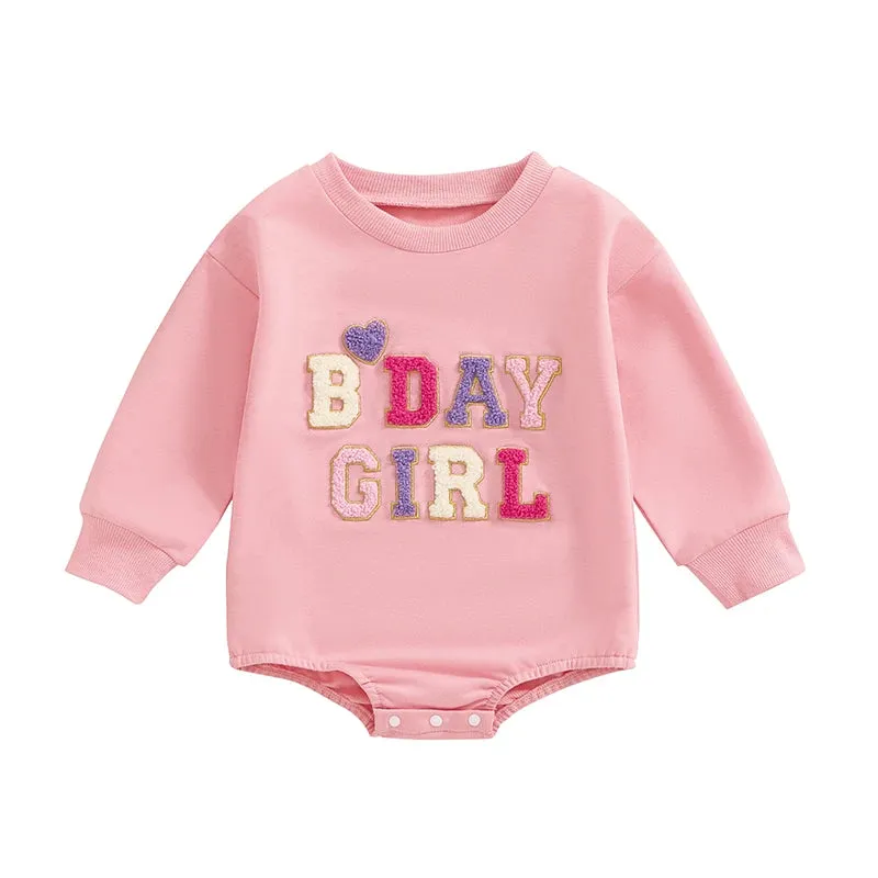Birthday Chenille Letter Baby Bodysuit