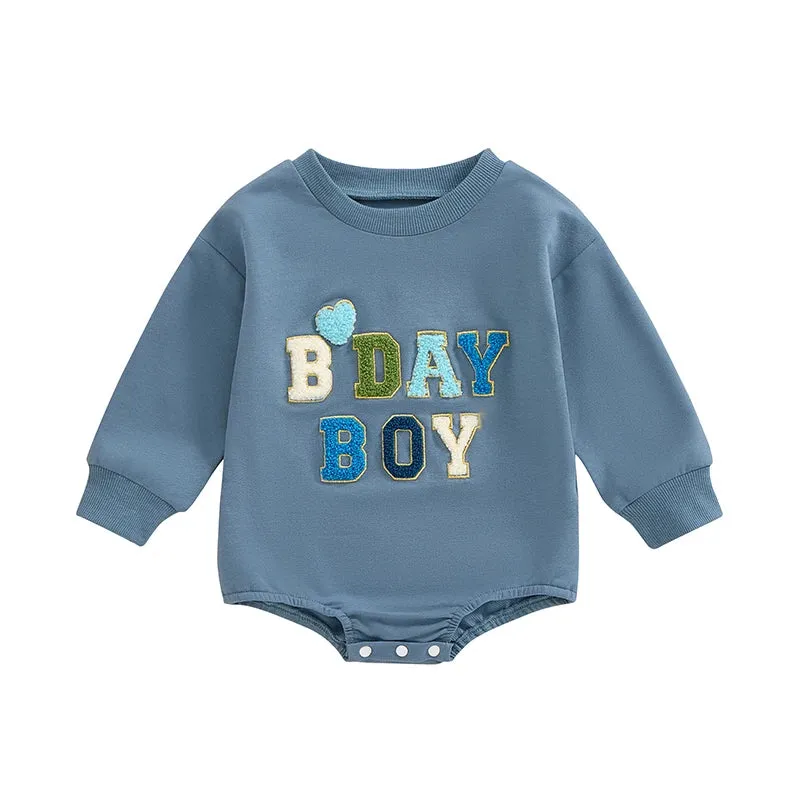 Birthday Chenille Letter Baby Bodysuit