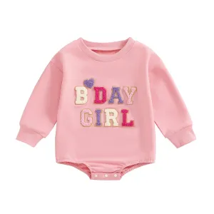 Birthday Chenille Letter Baby Bodysuit